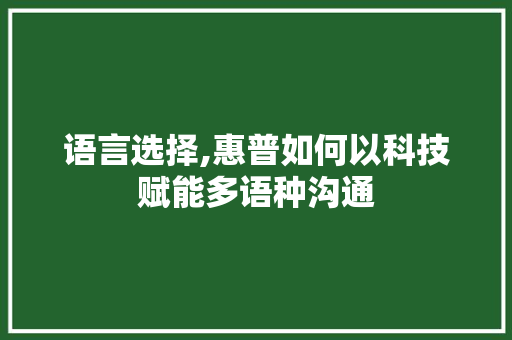 语言选择,惠普如何以科技赋能多语种沟通