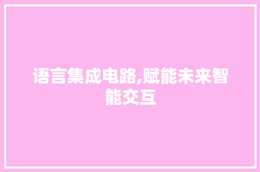 语言集成电路,赋能未来智能交互