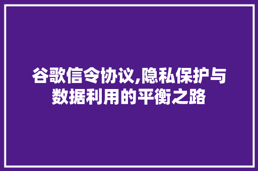 谷歌信令协议,隐私保护与数据利用的平衡之路