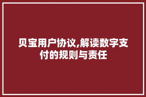 贝宝用户协议,解读数字支付的规则与责任