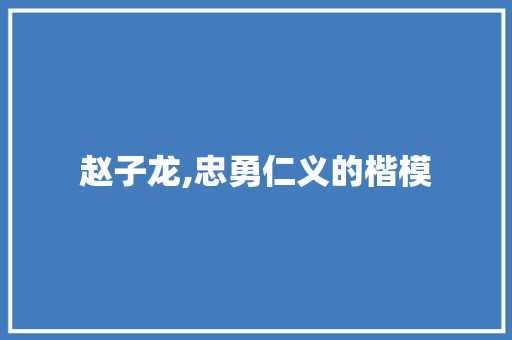 赵子龙,忠勇仁义的楷模