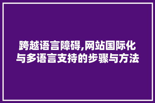 跨越语言障碍,网站国际化与多语言支持的步骤与方法