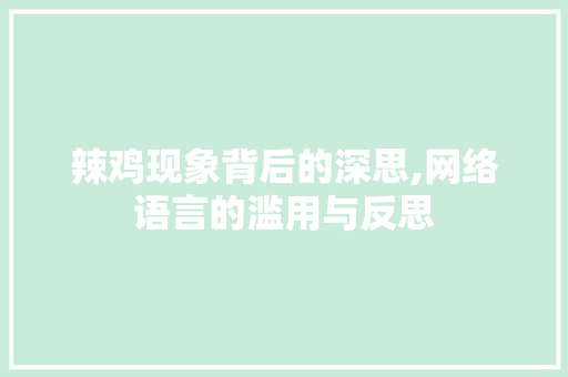 辣鸡现象背后的深思,网络语言的滥用与反思