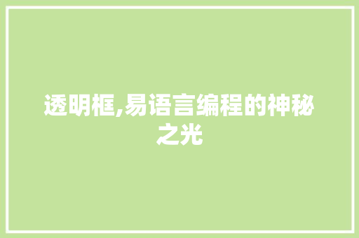 透明框,易语言编程的神秘之光