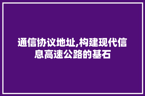通信协议地址,构建现代信息高速公路的基石