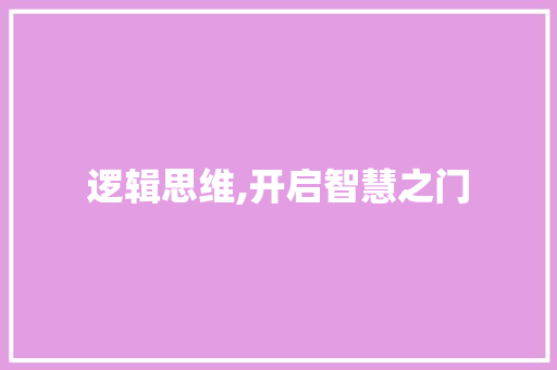 逻辑思维,开启智慧之门
