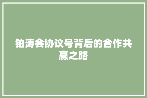 铂涛会协议号背后的合作共赢之路