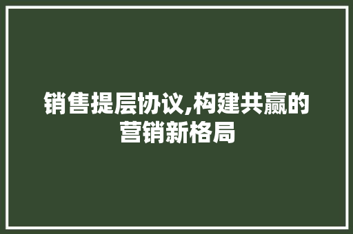 销售提层协议,构建共赢的营销新格局