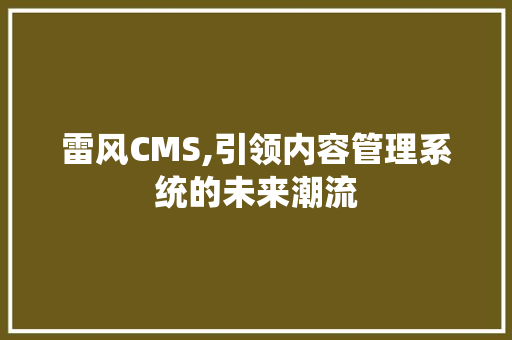 雷风CMS,引领内容管理系统的未来潮流