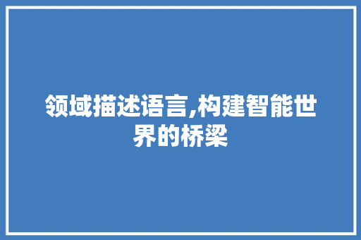 领域描述语言,构建智能世界的桥梁