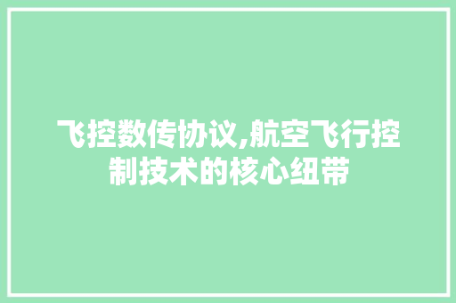 飞控数传协议,航空飞行控制技术的核心纽带