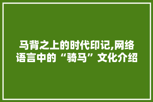 马背之上的时代印记,网络语言中的“骑马”文化介绍