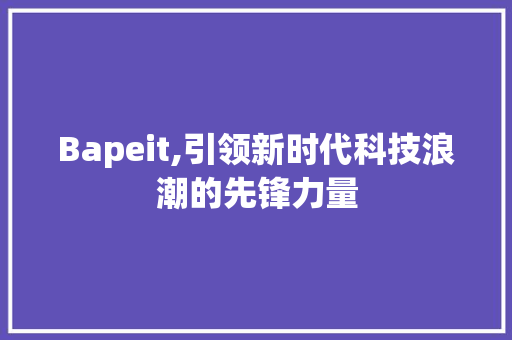 Bapeit,引领新时代科技浪潮的先锋力量