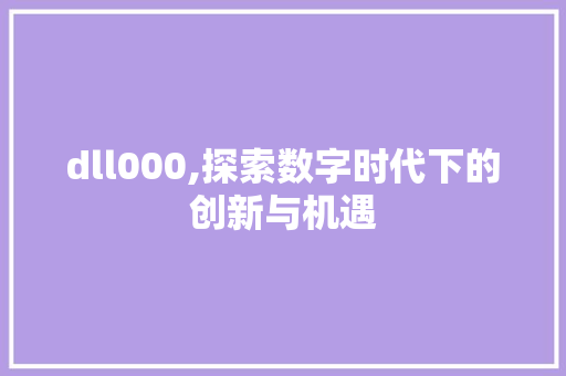 dll000,探索数字时代下的创新与机遇