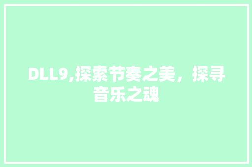 DLL9,探索节奏之美，探寻音乐之魂
