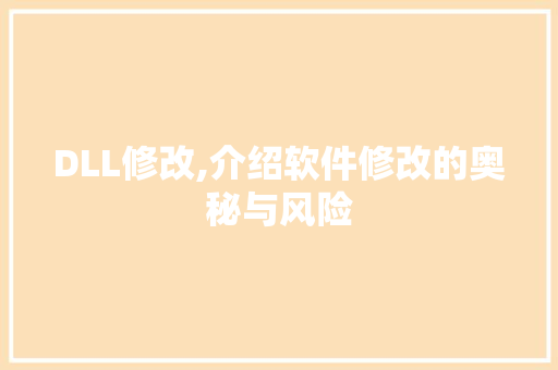 DLL修改,介绍软件修改的奥秘与风险