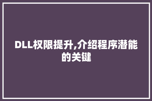 DLL权限提升,介绍程序潜能的关键
