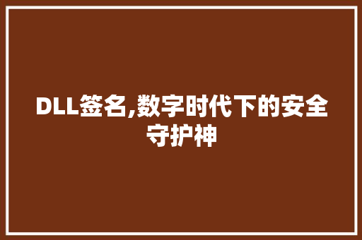 DLL签名,数字时代下的安全守护神