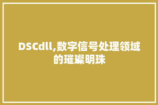 DSCdll,数字信号处理领域的璀璨明珠