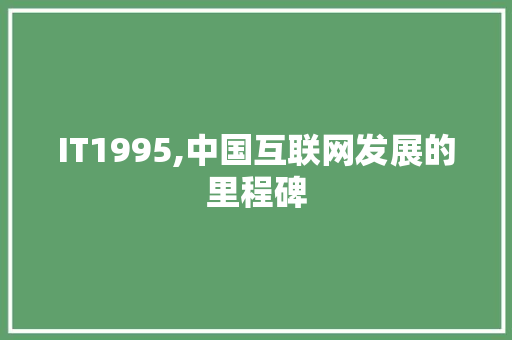 IT1995,中国互联网发展的里程碑