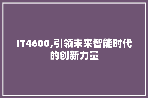 IT4600,引领未来智能时代的创新力量