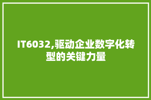 IT6032,驱动企业数字化转型的关键力量