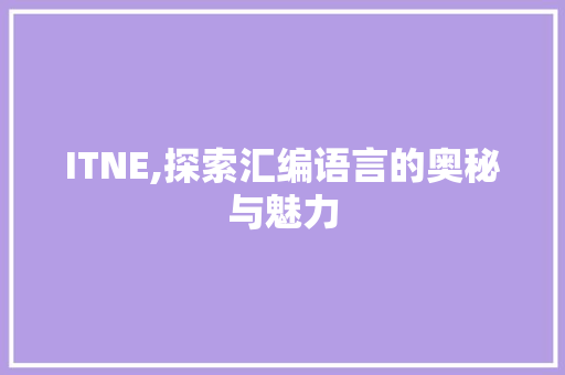 ITNE,探索汇编语言的奥秘与魅力
