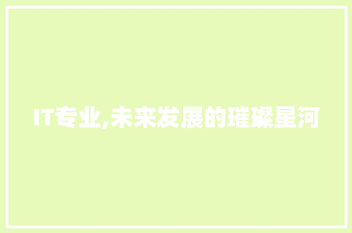 IT专业,未来发展的璀璨星河