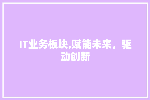 IT业务板块,赋能未来，驱动创新