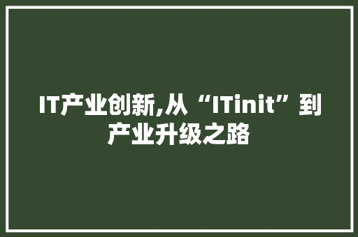 IT产业创新,从“ITinit”到产业升级之路