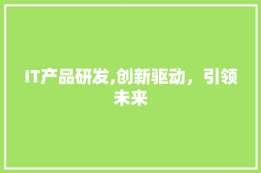 IT产品研发,创新驱动，引领未来