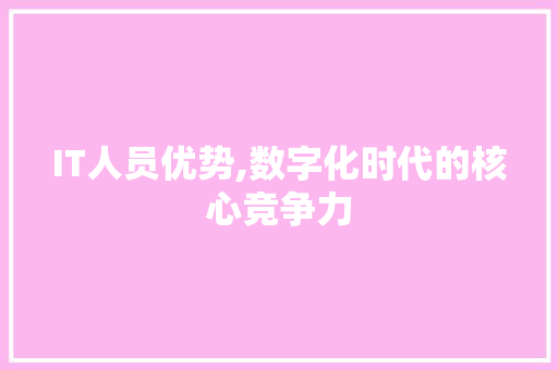 IT人员优势,数字化时代的核心竞争力