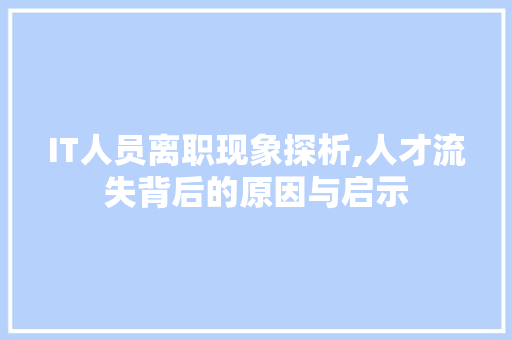 IT人员离职现象探析,人才流失背后的原因与启示