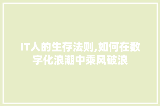 IT人的生存法则,如何在数字化浪潮中乘风破浪