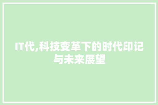 IT代,科技变革下的时代印记与未来展望