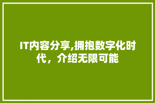 IT内容分享,拥抱数字化时代，介绍无限可能