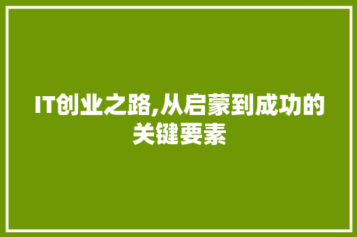 IT创业之路,从启蒙到成功的关键要素
