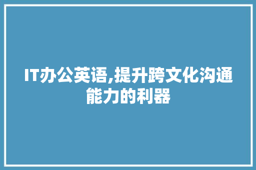 IT办公英语,提升跨文化沟通能力的利器