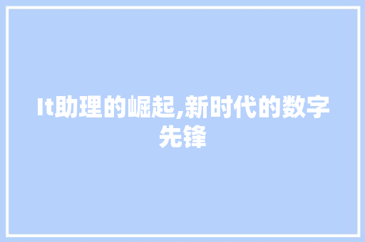 It助理的崛起,新时代的数字先锋