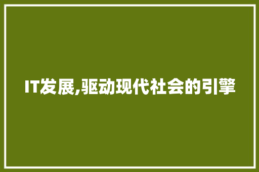 IT发展,驱动现代社会的引擎