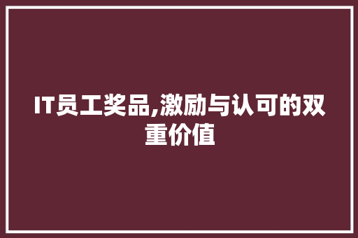 IT员工奖品,激励与认可的双重价值