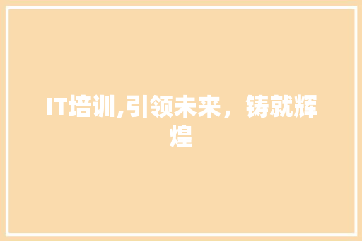 IT培训,引领未来，铸就辉煌