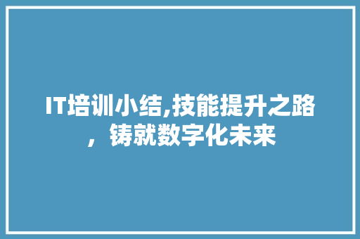 IT培训小结,技能提升之路，铸就数字化未来