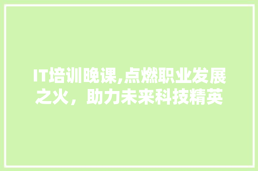 IT培训晚课,点燃职业发展之火，助力未来科技精英