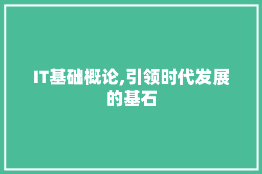 IT基础概论,引领时代发展的基石