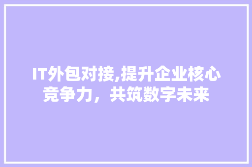 IT外包对接,提升企业核心竞争力，共筑数字未来