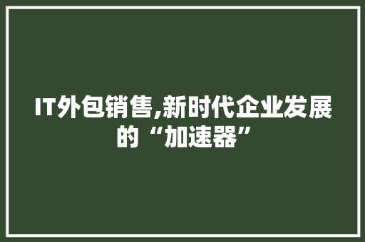 IT外包销售,新时代企业发展的“加速器”