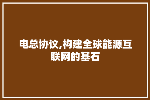 电总协议,构建全球能源互联网的基石