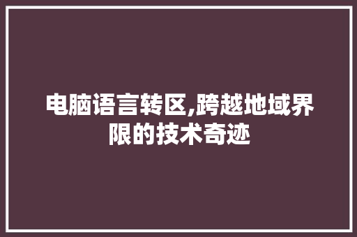 电脑语言转区,跨越地域界限的技术奇迹