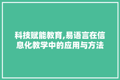 科技赋能教育,易语言在信息化教学中的应用与方法